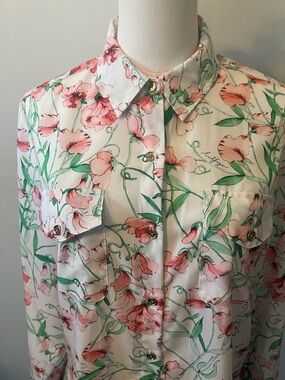 Tommy Hilfiger Heritage Women's Long Sleeve Button Floral Blouse Small Floral